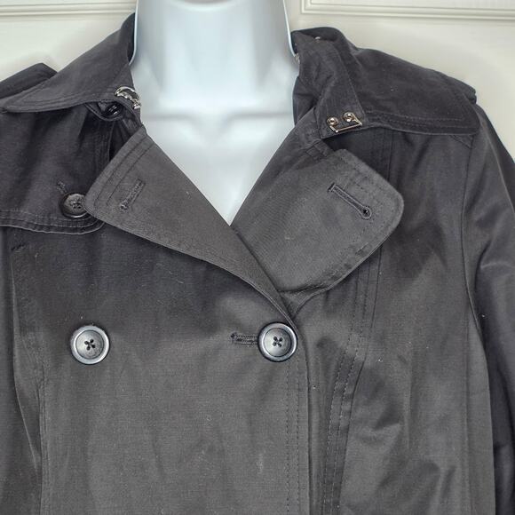 London Fog Double Breasted Hooded Trench Coat Sz Large - Picture 5 of 10